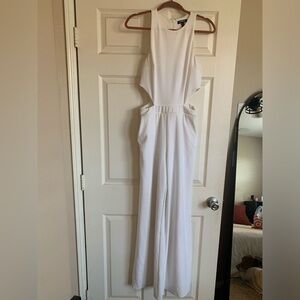 White jumpsuit with side cutouts